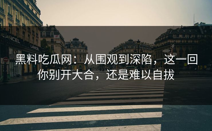 黑料吃瓜网：从围观到深陷，这一回你别开大合，还是难以自拔